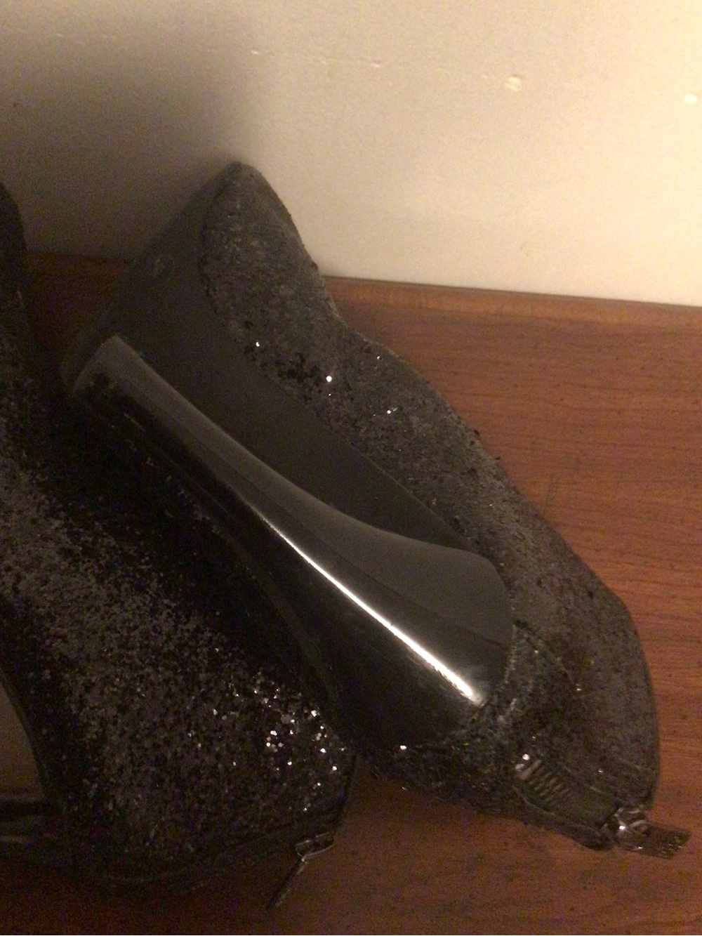 Tory Burch black leather with glitter stiletto classey ,holiday ,dancing  SZ 9 - Picture 14 of 14
